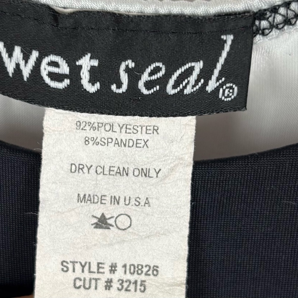 Wet Seal Top Size Small Tunic Black White Stripe Vintage Y2K Banded Bottom - Picture 4 of 5